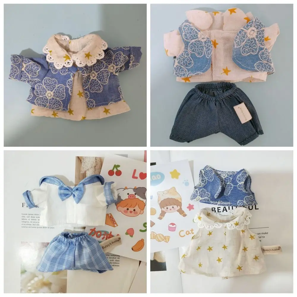 

Vintage 20cm Cotton Doll's Clothes Retro School Uniform Handmade Cotton Doll Outfit Mini Dress Up DIY Doll Clothes Accessories