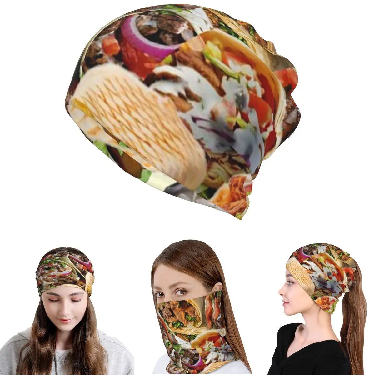 Kebab Fresh Ingredients Bandana, Halstuch, Wickelmaske, Schal, Mehrzweck-Stirnband, Mütze, Unisex, für Erwachsene, winddicht