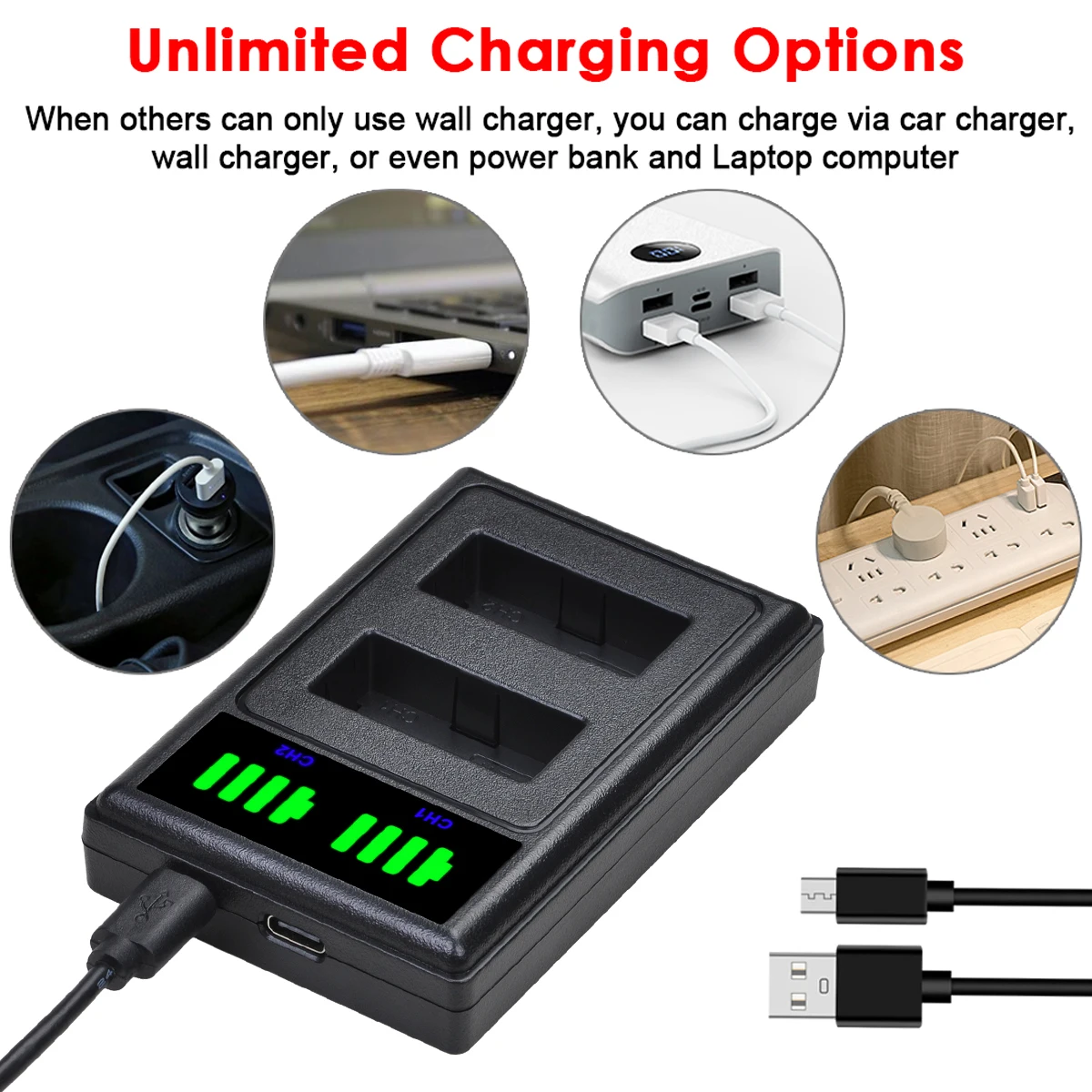 Batmax LP-E17 배터리 및 LED 듀얼 충전기, C타입 포트, 캐논 EOS RP T6i 750D T6s 750D 760D 800D M3 M5 8000D Kissx8i 용, LPE17