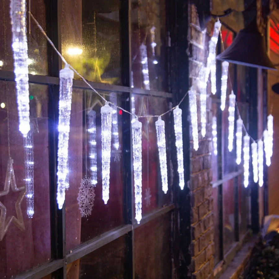 20 Buizen Kerst Ijspegellicht Buiten Kristal Ijspegel Snaarlicht 8 Modi Koppelbaar Hangend Slinger Licht Voor Vakantie Decor