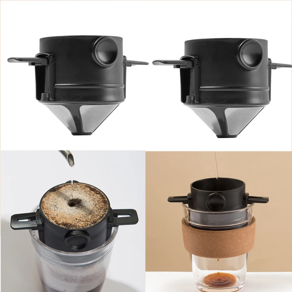 Foldable Portable Coffee Filter Coffee Maker Stainless Steel Drip Coffee Tea Holder Reusable Paperless Pour Over Coffee Dripper