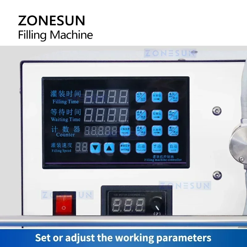 ZONESUN Automatische Flüssigkeitsflaschenfüllmaschine mit Förderband, magnetischer Pumpfüller, kleine Produktion ZS-MPYT250C