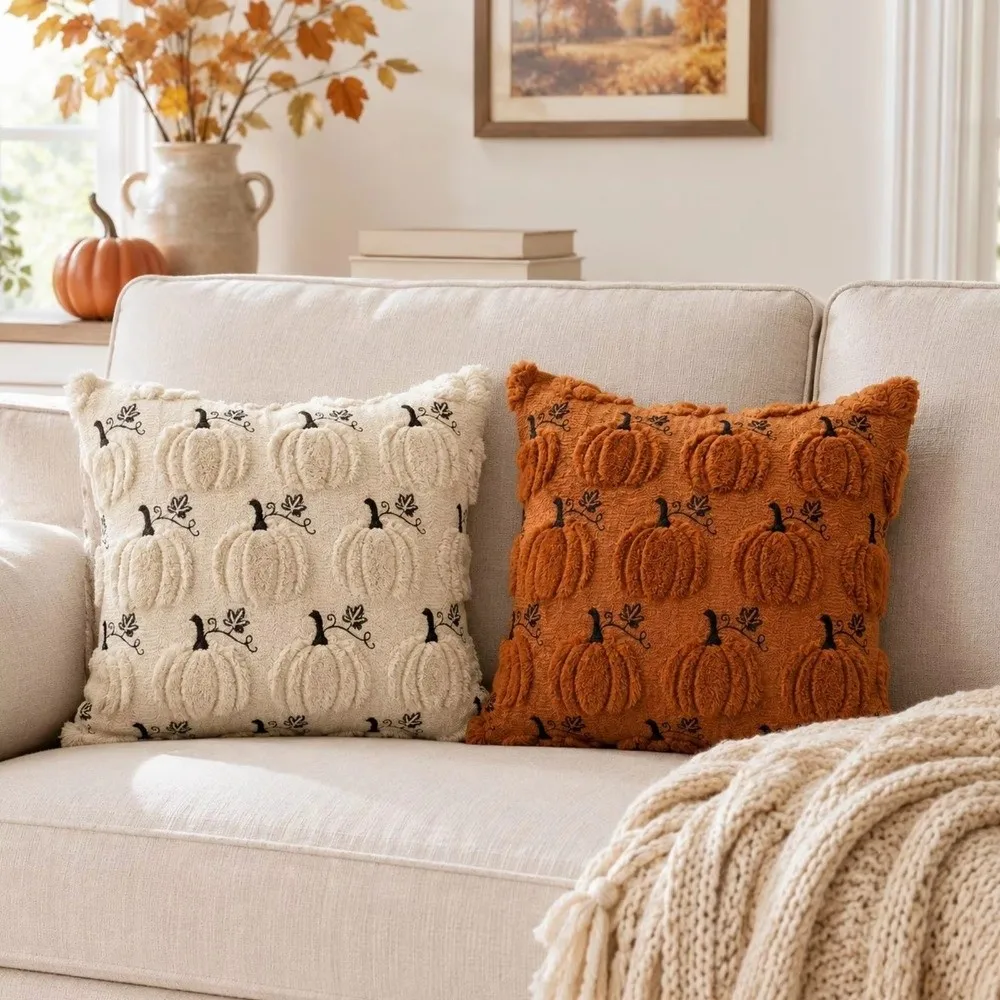 45 cm Halloween Pillow Covers Plush Soft Fall Throw Pillow Covers Decorative Fall Pumpkin Decorated Pillowcase Living Room