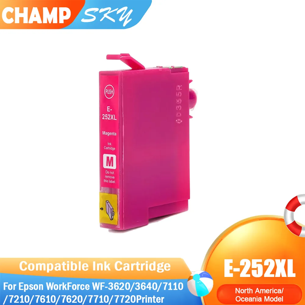 ChampSky EPT 252 EPT 252XL T252XL T252XL T2521 Premium Compatible InkJet Ink Cartridge for Epson WF 7720 WF-7610 WF-7720 Printer