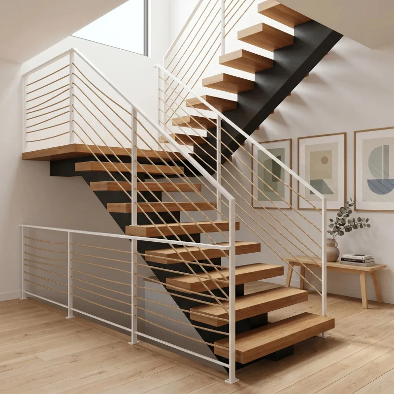 custom.Ultra Thin Profile Stringer Stairs Minimalist Architectural Elegance