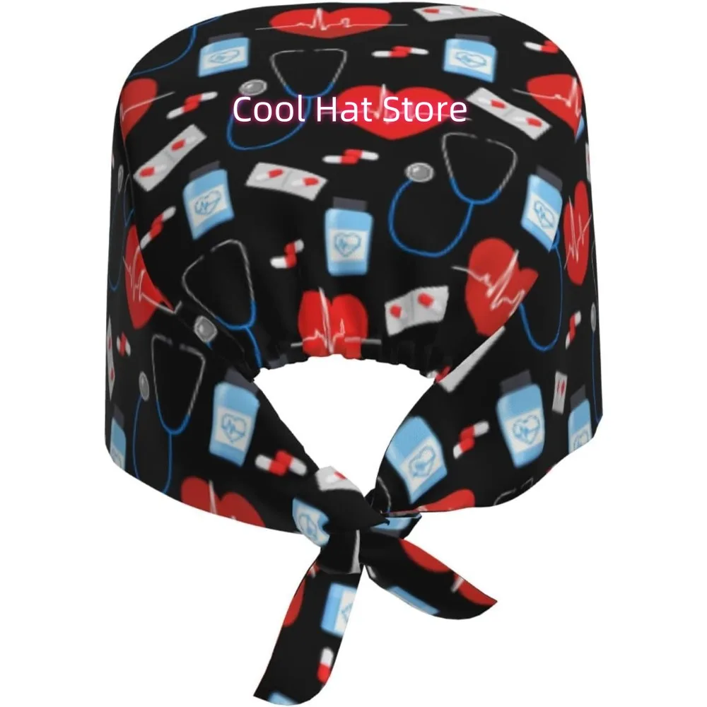 1pc Adjustable Scrub Cap with Sweatband | Lightweight 100%, Multi-Purpose, Breathable, Elastic Bandage Tie Back Hats for Nursing