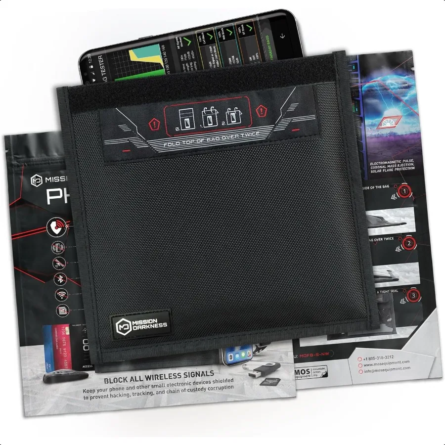 

Mission Darkn NonWindow Faraday Bag for Phones Signal Blocking Faraday Cage Prevents Hacking Tracking Spying Device Shielding f