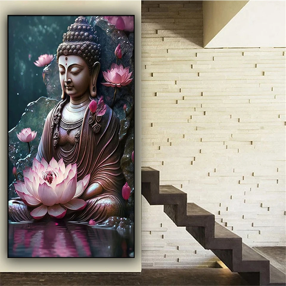 lotus buddha diamond painting Full Square Round Diy Diamond mosaic Jewelry cross stitch Kits art religious icon Home decoration