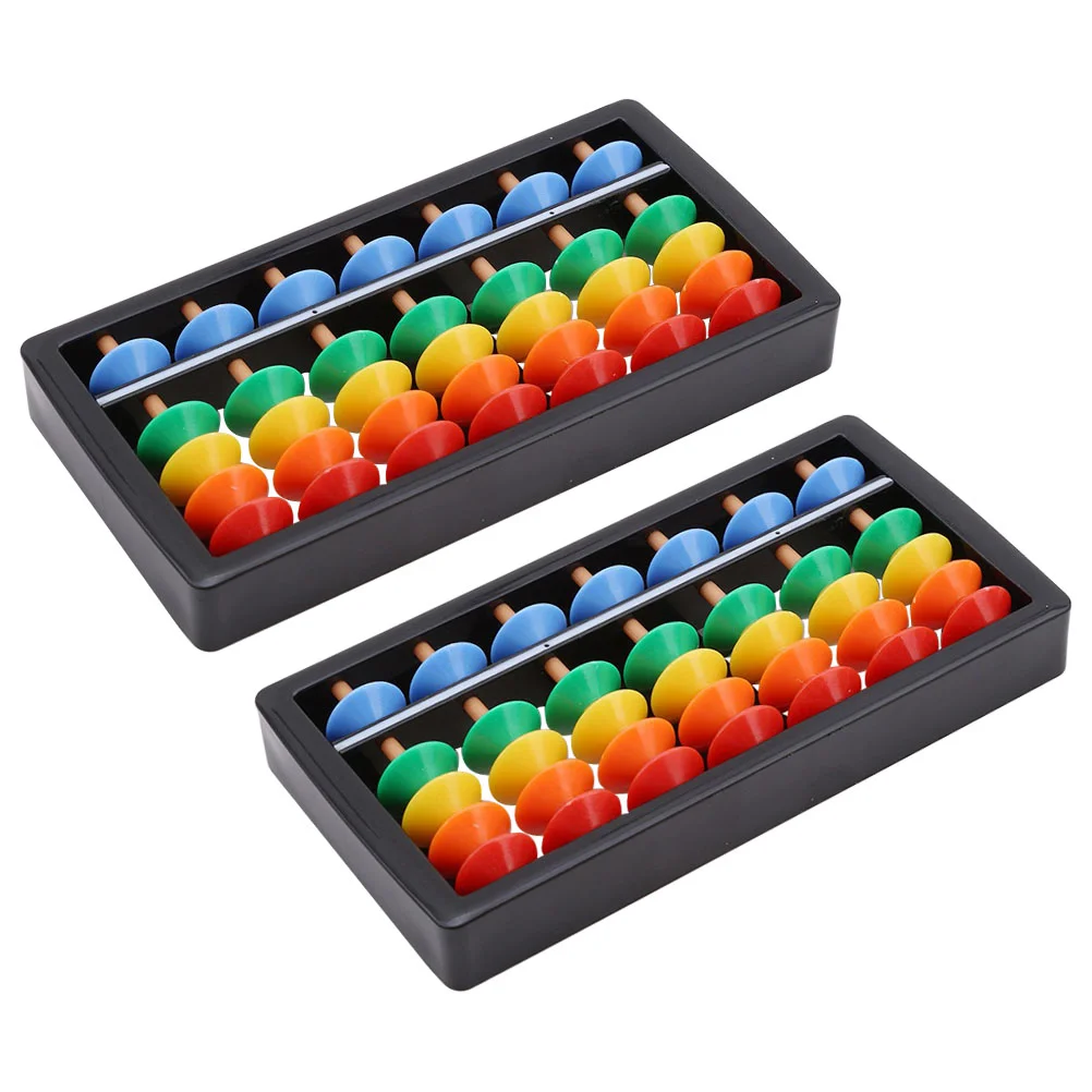 2 PCS 7 Gears Abacus Kids Toys Counting Tool Girl ABS Students Math Leaning Preschool Bead Arithmetic Cognitive