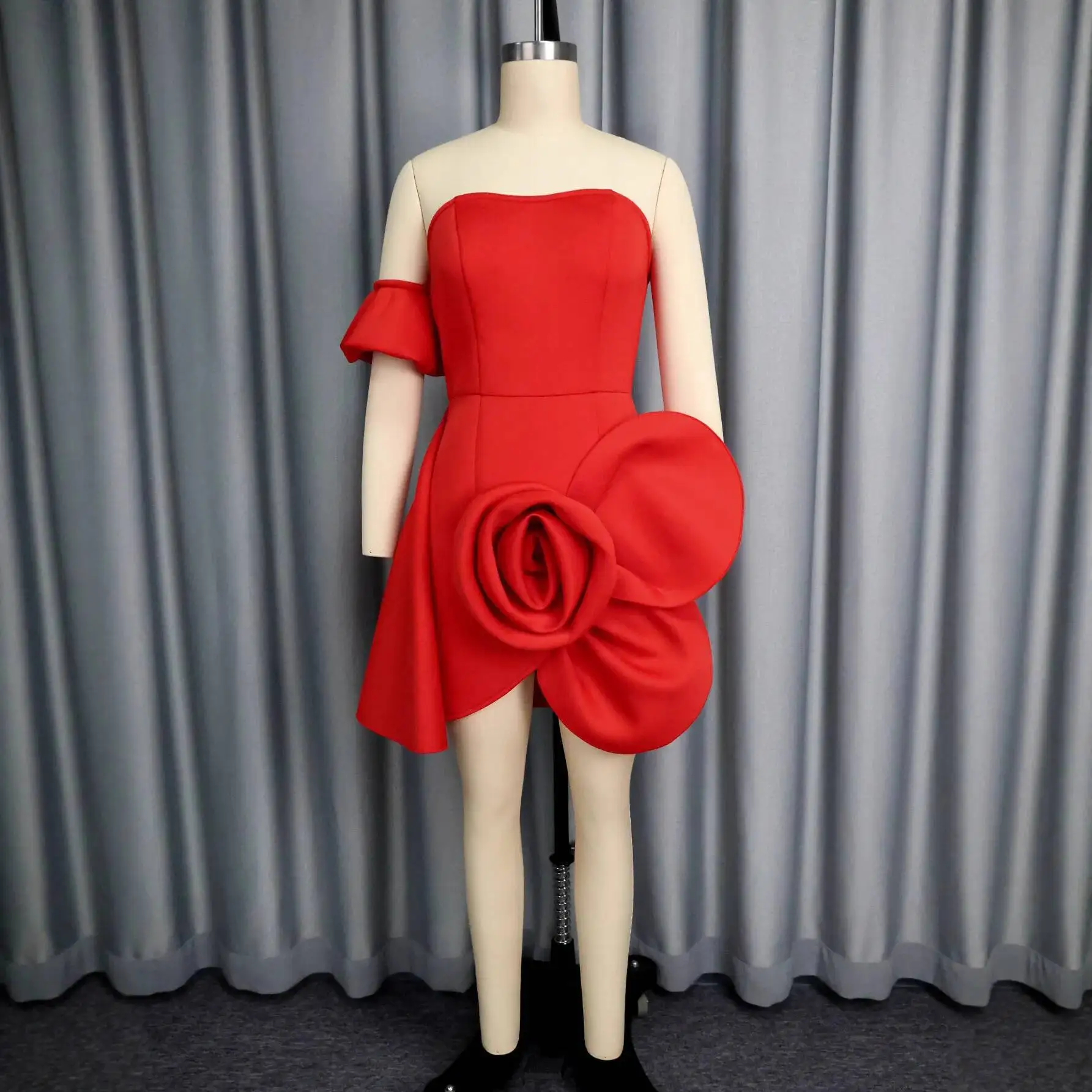 

Сексуальное платье без бретелек по индивидуальному дизайну, асимметричное трехмерное вечернее платье с цветочным принтом и завязкой на талии, женское вечернее платье