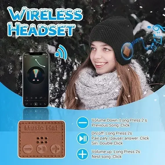 

ear muffs Headset Handsfree Rechargeable Earphone Men Women knitted hat Wireless hat Bluetooth 5.0 Outdoor winter Warm Music cap