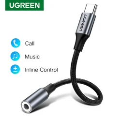 UGREEN-USB 타입 C ~ 3.5mm 이어폰 USB C 케이블, 오디오 케이블, 3.5 헤드폰 어댑터, 샤오미 Mi10, 화웨이 P30, 원플러스 9 용