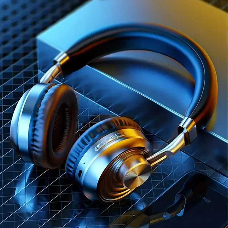 

Retro Metal Headset Wireless Bluetooth Big Headphones Running Extra Long Standby Music Card Universal Earpiece