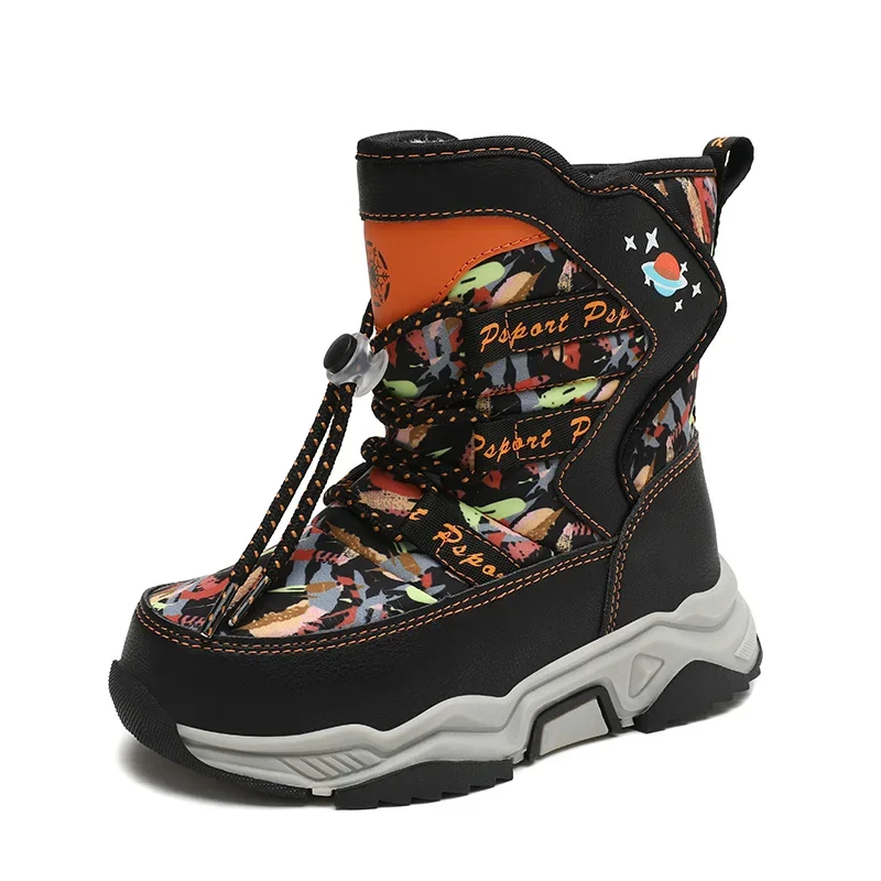 Hot Sale Winter Children Shoes Plush Windbreak Fabric Non-Slip Boys Girls Shoes Rubber Sole Snow Boots Keep Warm Outdoor Boots