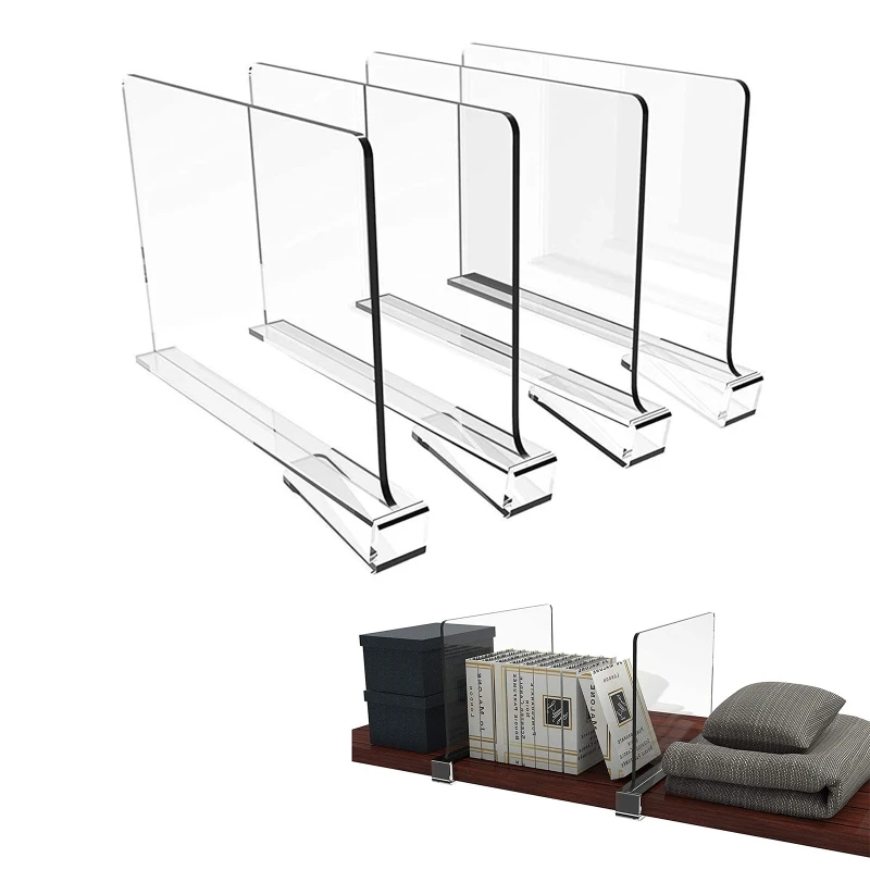 

Acrylic Shelf Dividers for Closet, Shelf Separator and Holder, Bedroom and Dormitory Cabinet, 4 PCs/Set