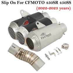 Slip On For CFMOTO 450SR 450SS Motorcycle Exhaust Escape Systems Moto Carbon Fiber Muffler Middle Link Pipe No DB Killer