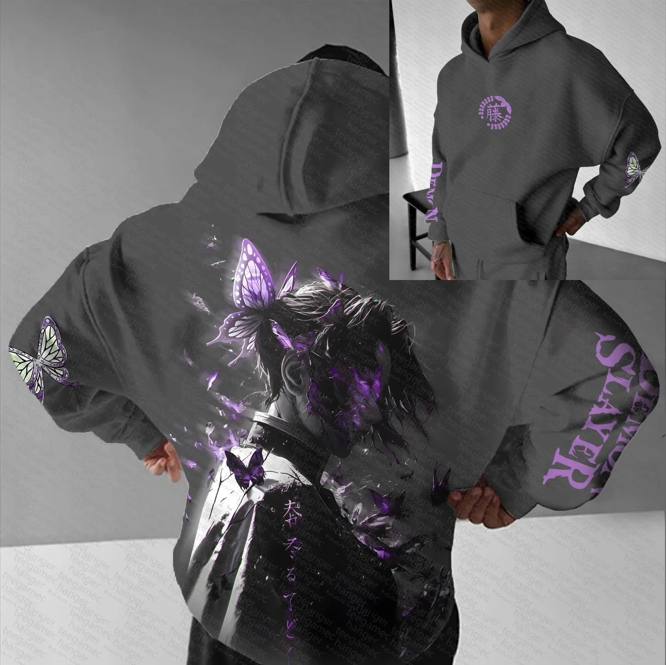 

Demon Slayer Kimetsu No Yaiba Shinobu Kocho Graphic Hoodie Men Women 2025 Spring Autumn Anime Streetwear Casual Sweatshirt