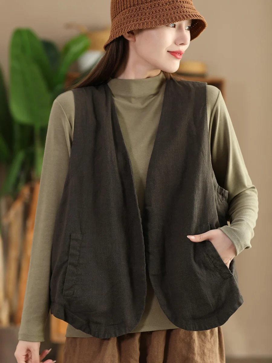 

Autumnal Vintage Waed Haax Svel Open Cardigan Inner Weave id Vest Loose Outerwear for Women Commute Sle
