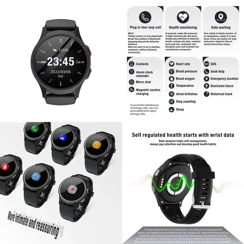 Smart Watch with Fall Detection Pro SOS 4G GPS Bracelet for Elderly 24/7 Health Monitoring
