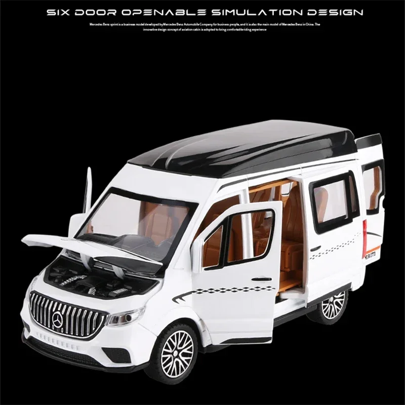 1:24 Sprinter MPV Van Spint RV Alloy Car Model Diecasts Metal Toy Car Simulation Sound And Light Boy Kids Toy Collectibles Gift