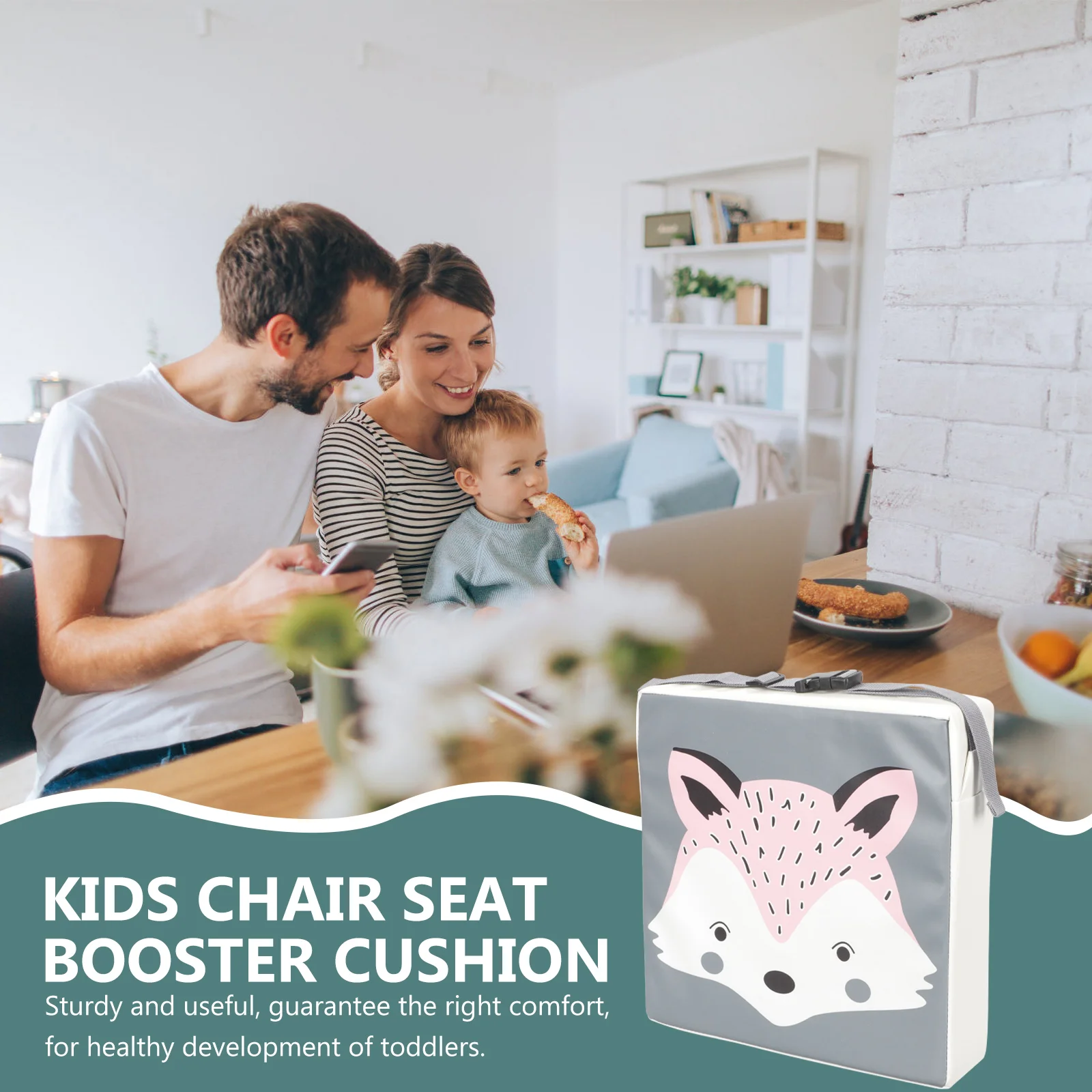 Coussin de siège auto en coton et lin pour enfants, non ald, rehausseur de chaise de salle à manger