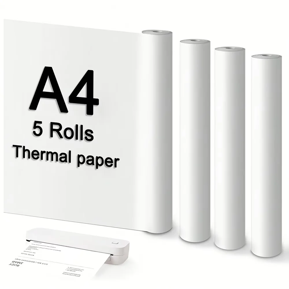 A4 Thermal Paper Thermal Printing Paper 210*30mm for A4 Wireless Bluetooth A40 Portable Printer Paper 5 Rolls