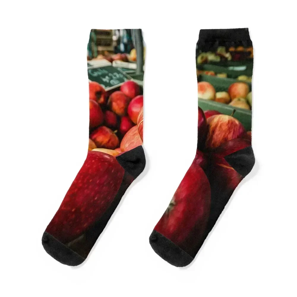 

Market Red Apples Shop Store Fresh Socks funny gifts custom sports basketball Socks Ladies Men's