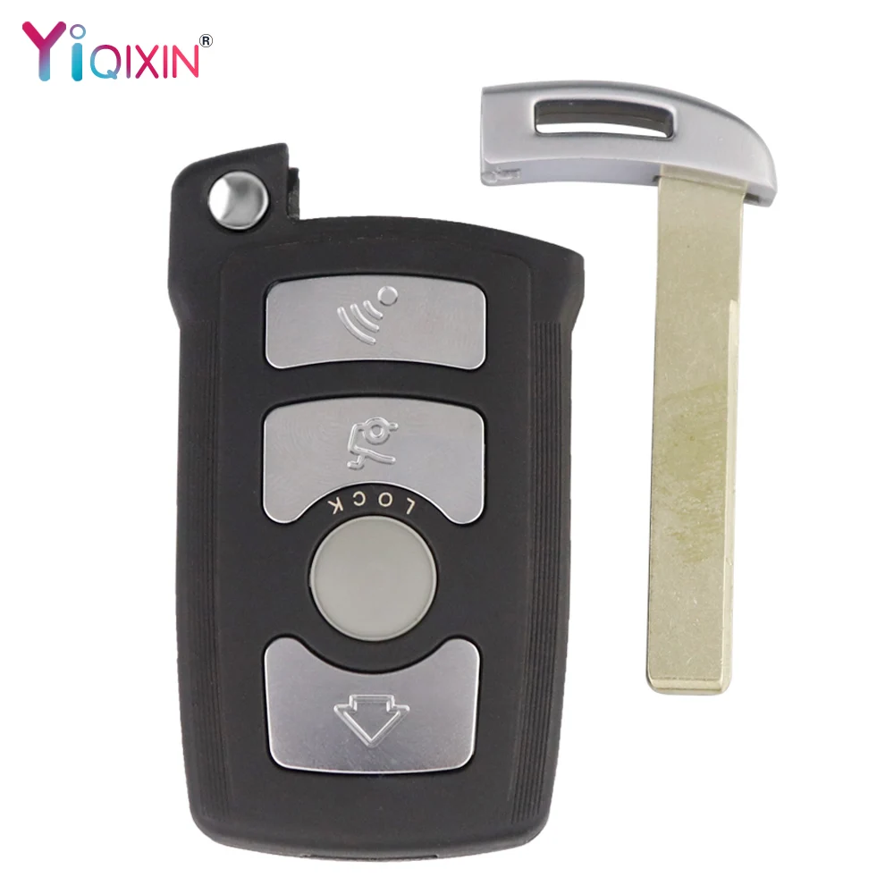 YIQIXIN For BMW 7 Series E65 E66 E67 E68 745i 745Li 750i 750Li 760i Car Key Shell Fob 4 Button Uncut Blade Remote Key Case Cover