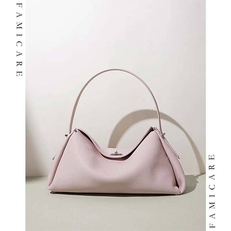 Minimalist Lady Soft Genuine Leather Pillow Crossbody Bag Women's Convertible Shoulder Bags 2026 New Chic Solid Color Handbag