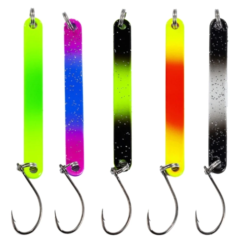 

5 Pieces Metal Sequins Fishing Lures Colorful Fishing Spoons for Trout Walleye