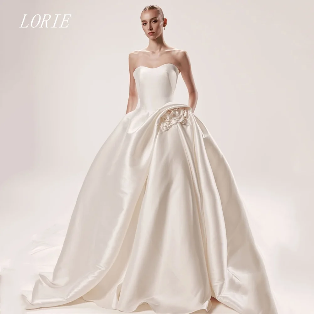

LORIE Luxury 3D Flowers A Line Wedding Dress Sweetheart Bridal Dresses Appliques Woodland Style Wedding Gown Customized 2026