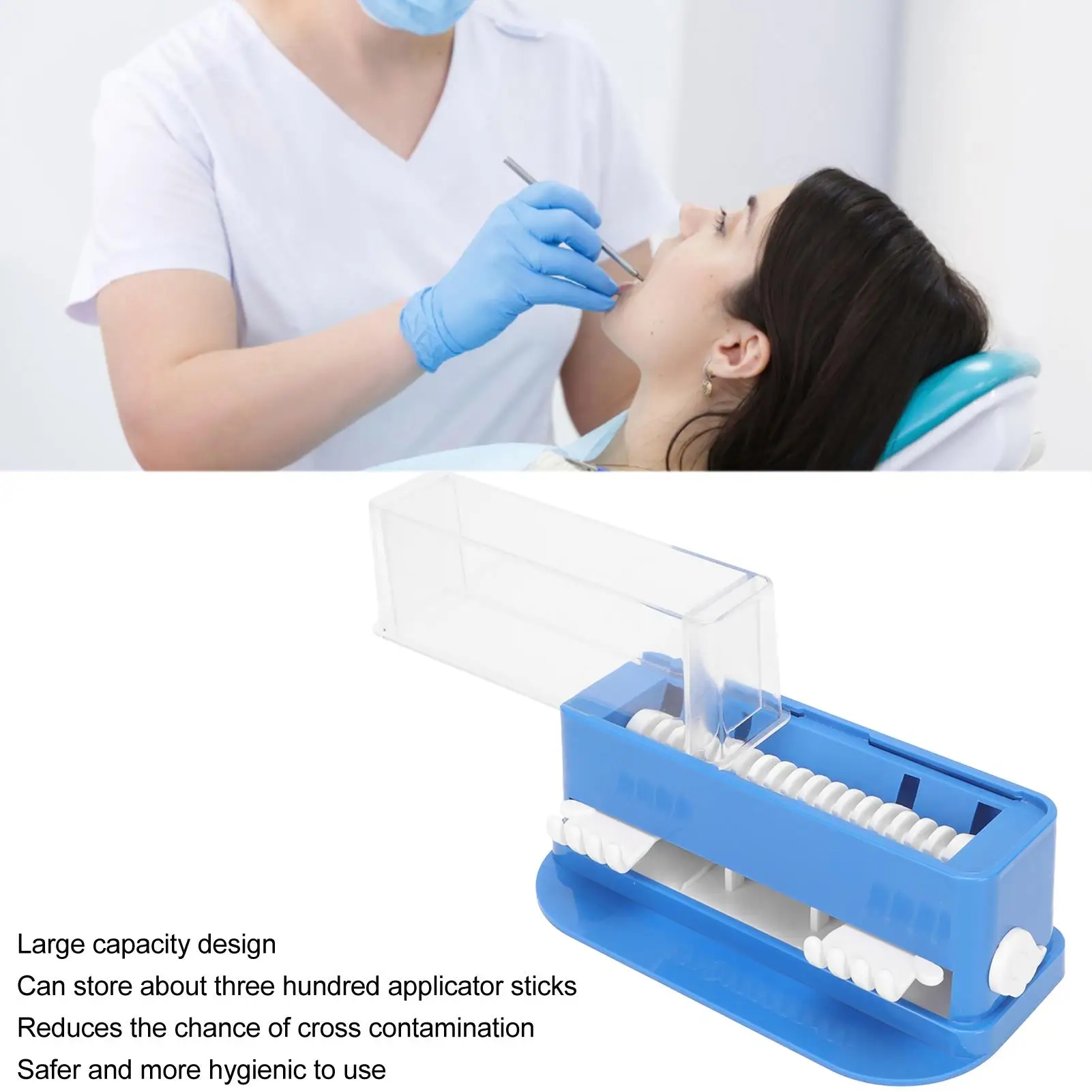 Large Capacity Dental Cotton Tip Swab Brush Stick Storage Box - Dental Micro Applicator Dispenser Container - Plastic