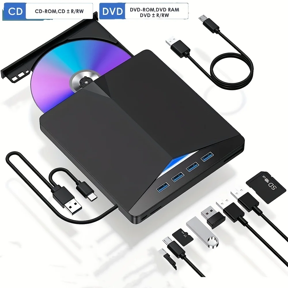 USB 3.1 Tipo C/USB 3.0 Scrittore DVD esterno CD DVD RW Unità ottica Super Drive per notebook portatile
