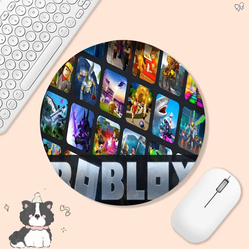 Sandbox Game DynaBlockses R-Robloxes Anti-Slip Round Gaming Mouse Pad Gamer Desk Mats Pad Mause Pad Office Desk Set Accessories