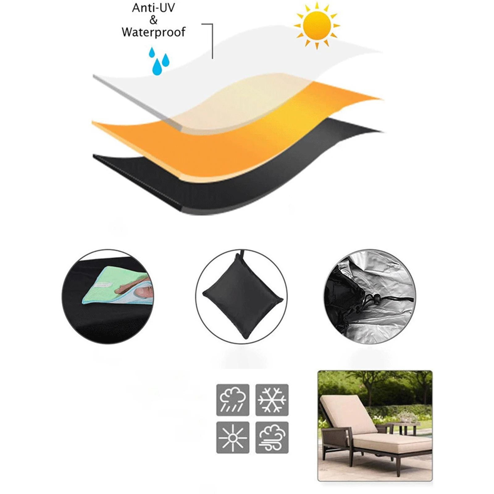 210x80 Polyester Elastic Folding Outdoor Garden Sunbed Cover Sun Lounger Furniture Waterproof Cover Lounger Protector