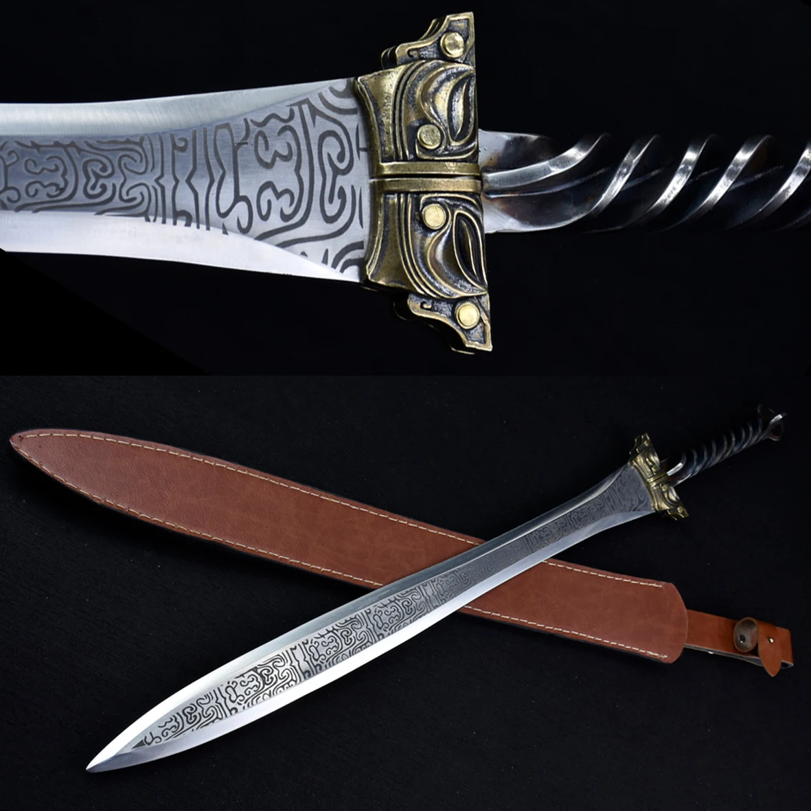 77cm Medieval Nordic Viking warrior Sword full tang Sharp Stainless steel katana weapons Knight Feng Shui Fighting Training