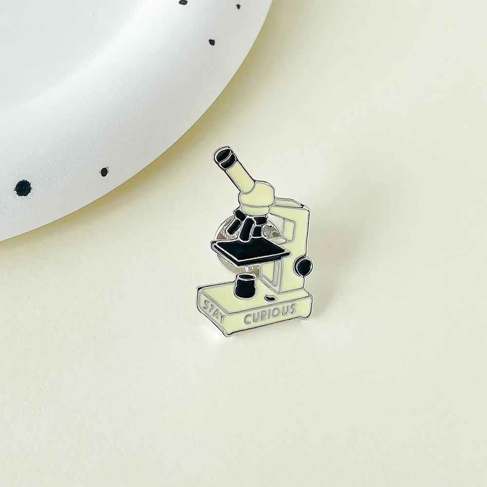 Science Microscope Enamel Pins Medical Biology Lab Series Badge Hat Jacket Lapel Brooch Doctor Biologist Scientist Jewelry