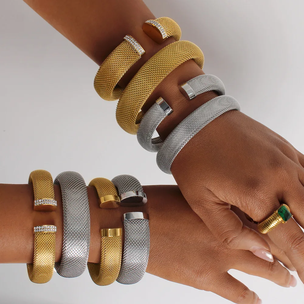 DIY accessories Factory spot wholesale cross-border European and American wind mesh open bracelet personalized trend titanium st