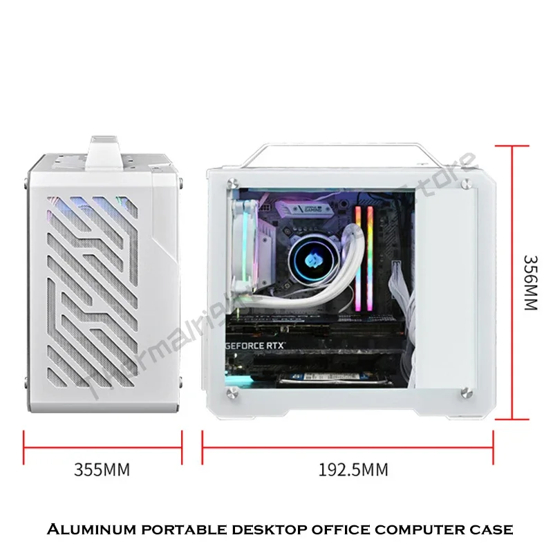 Gamer PC Case MATX Portable Side-Glass Support M-ATX/ ITX Mobo/ 30S Cards /240 AIO Water Cooling / SFX PSU