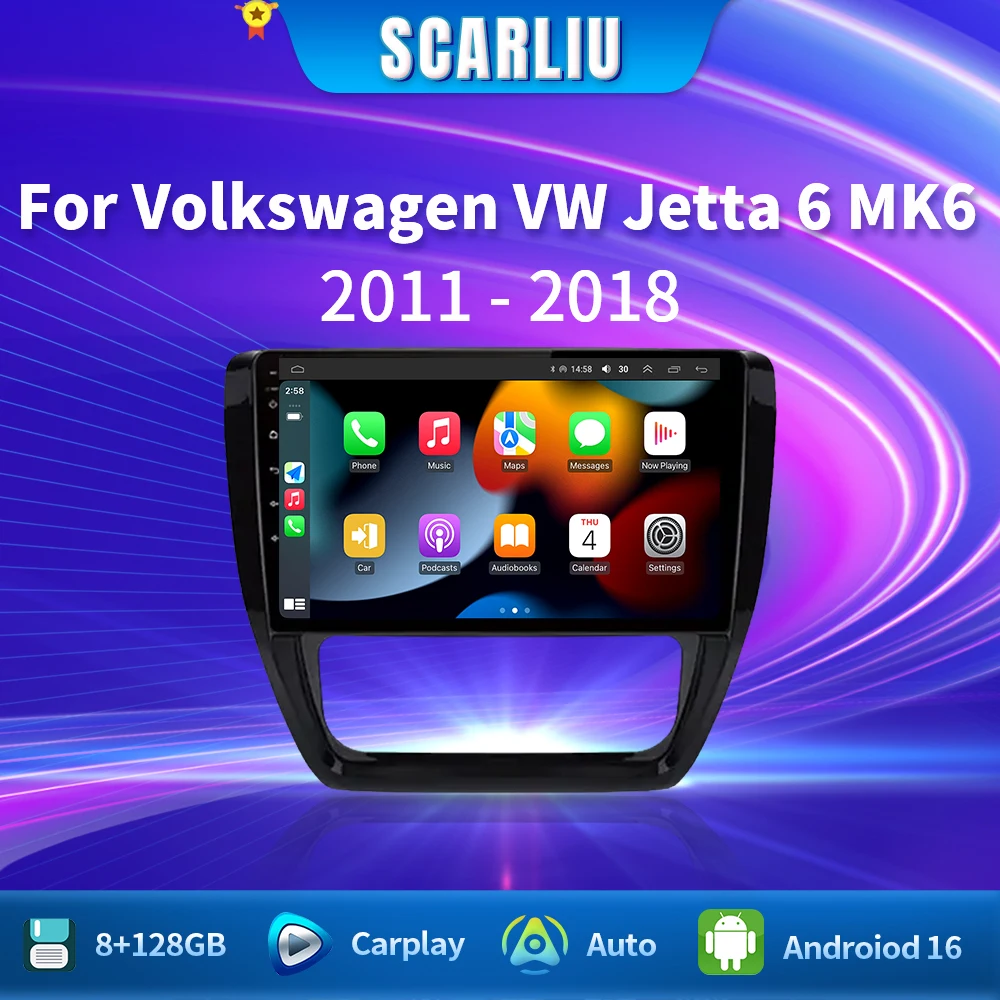 

SCARLIU 10inch For Volkswagen VW Jetta 6 MK6 2011 - 2018 Wireless Carplay Android Auto Multimedia Player Car Stereo Navigation