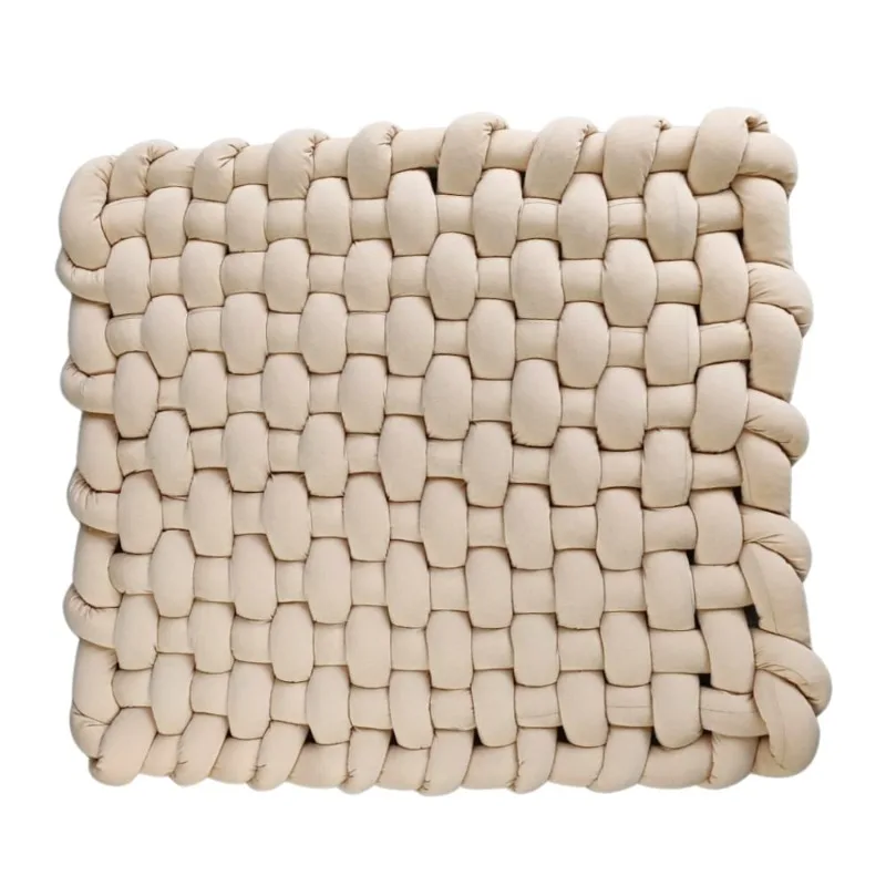 Knotted Braided Plush Mat Baby Tummy Time & Newborn Photo Prop Rug Non Slip Nursery Floor Cushion Handmade Soft Fabric Decor