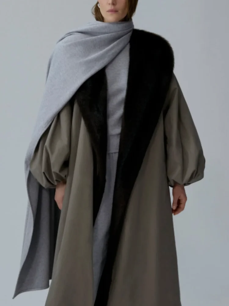 الخريف الشتاء فو الفراء طوق معطف للنساء كبيرة الحجم فضفاضة سترة طويلة الصلبة الفاخرة معطف دافئ 2025 سيدة جديدة موضة أبلى #2