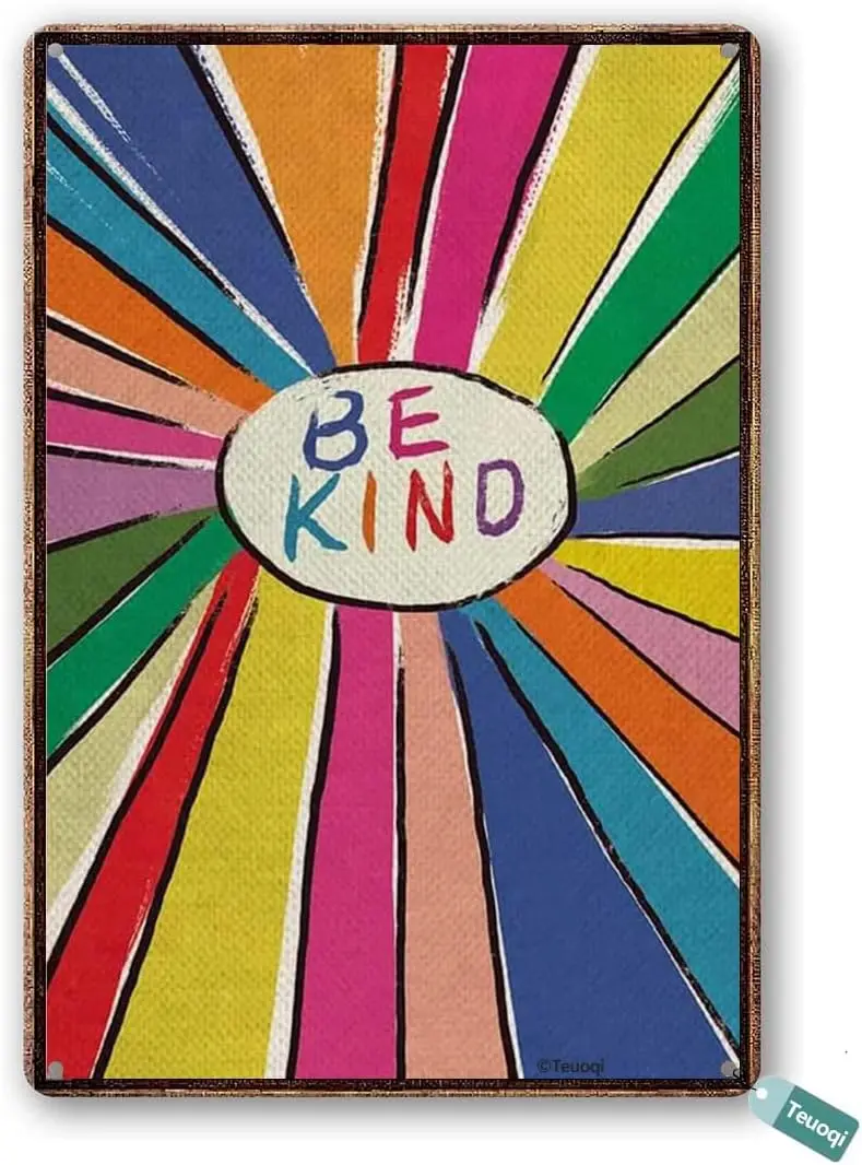 Vintage Tin Sign Be Kind Sunshine LGBT Pride Metal Tin Sign Wall Art Kitchen Poster Cafe Pub Plaque 8x12 Inch