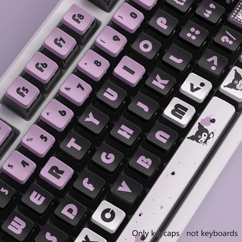 Imagem -06 - Kuromi Temáticos Pudim Keycaps Teclado Mecânico Transparente Jogo Anime Sublimação Térmica Quatro Lados 122 Chaves Pbt