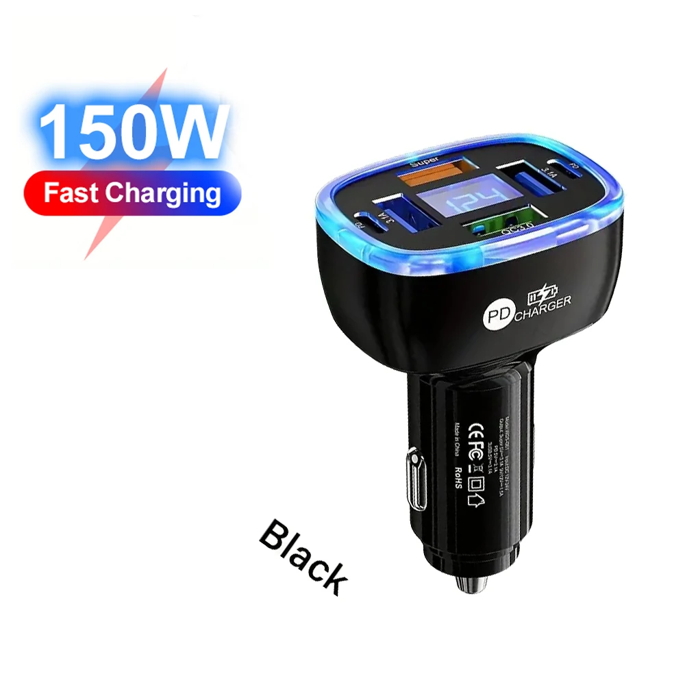 

150W Multi Port Car Phone Charger Adapter Usb Charge for Iphone 16 15 14 13 12 11 Samsung Galaxy Huawei Oneplus Oppo Vivo