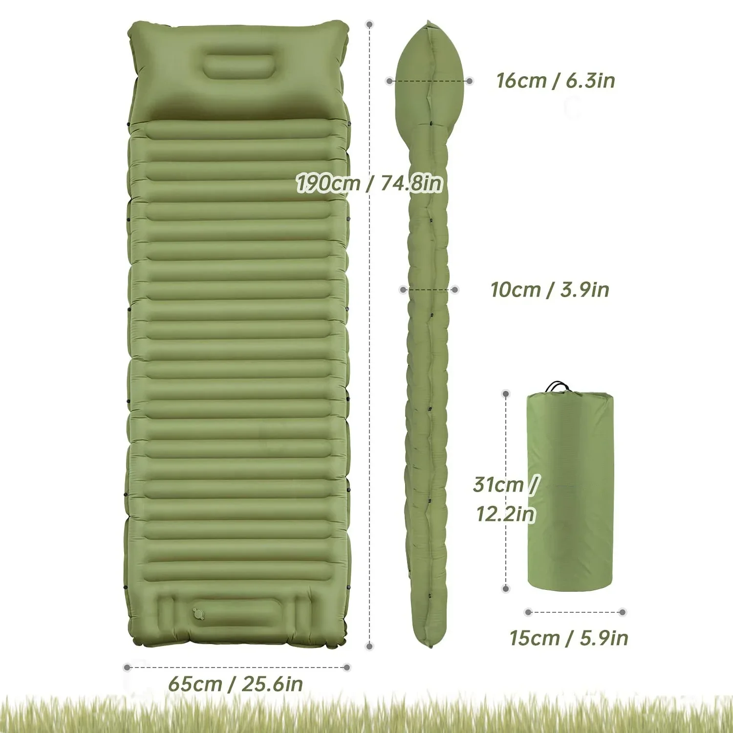 Outdoor Portable Foot Cushion Camping Moisture-proof Mat Outdoor Camping Inflatable Mattress Manual Inflation Pump