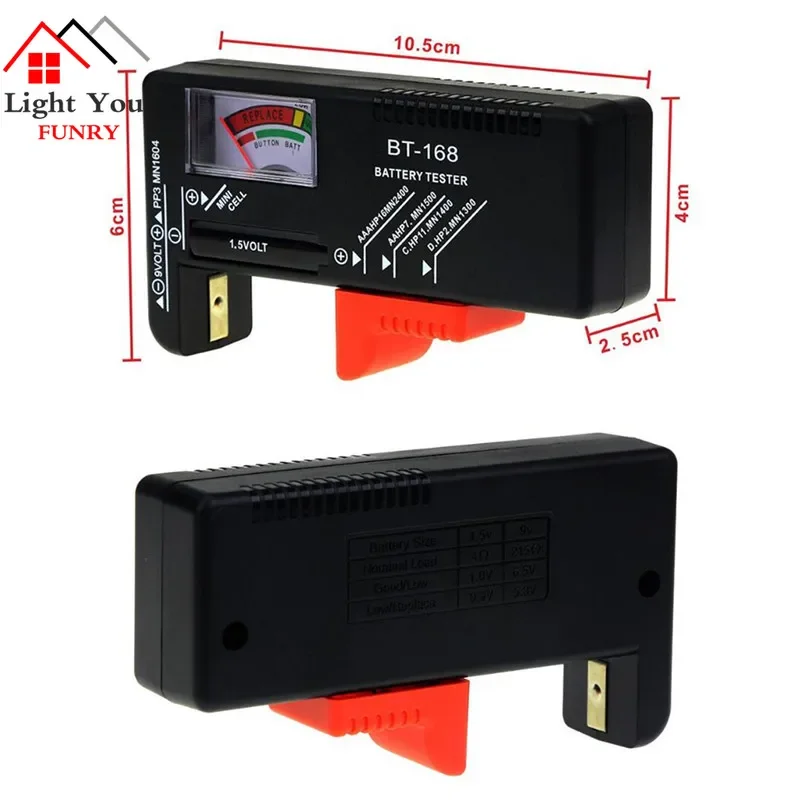 배터리 테스터 포인터 디지털 디스플레이 배터리 용량 테스터 AA AAA 9V 용 다기능 테스터 카드 마운트 볼트 검사기