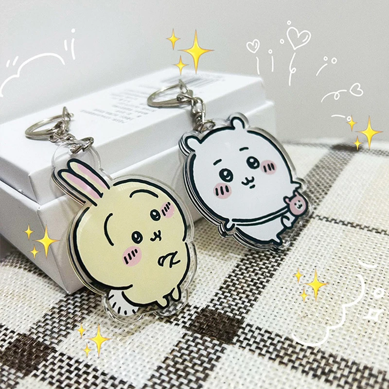 Acrylic Cartoon Keychains Cute Usagi Hachiware Figure Anime Keyring Backpack Pendant Decoration Keychain Accessories Key Chains