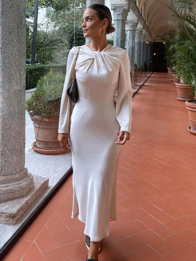 KLKXMYT TR Bal Satijn Lang Dr Dames Maxi Dr Ele Faionable Herfst 2023 Ander materiaal 00%