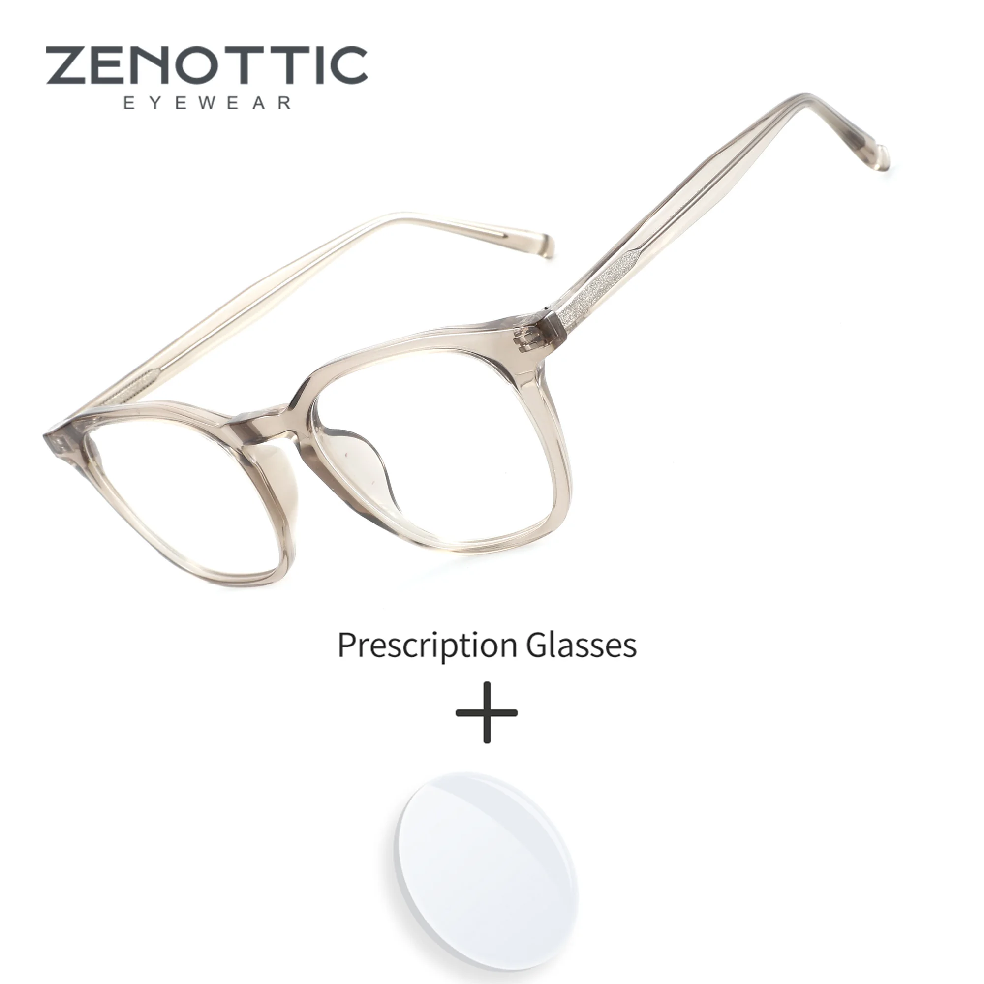 ZENOTTIC Lunettes de vue unisexes de taille S, monture carrée en acétate, multifocales progressives, anti-lumière bleue, pour les voyages d'affaires